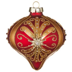 Raz 4" Red And Gold Jeweled Glass Christmas Ornament 4112511 -The Jolly Christmas Shop apib3tv7d 95942.1646091906