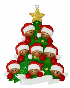 African American Christmas Tree Family Of 8 Personalized Christmas Ornament AA827-8 -The Jolly Christmas Shop apibnsebc 01051.1646091915