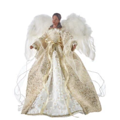 Raz 16" African American White And Gold Angel Christmas Tree Topper 4115551 -The Jolly Christmas Shop apicajygd 82743.1646091960