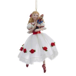 Kurt Adler 6" The Nutcracker Suite Clara In Cloth Dress Christmas Ornament C9252
