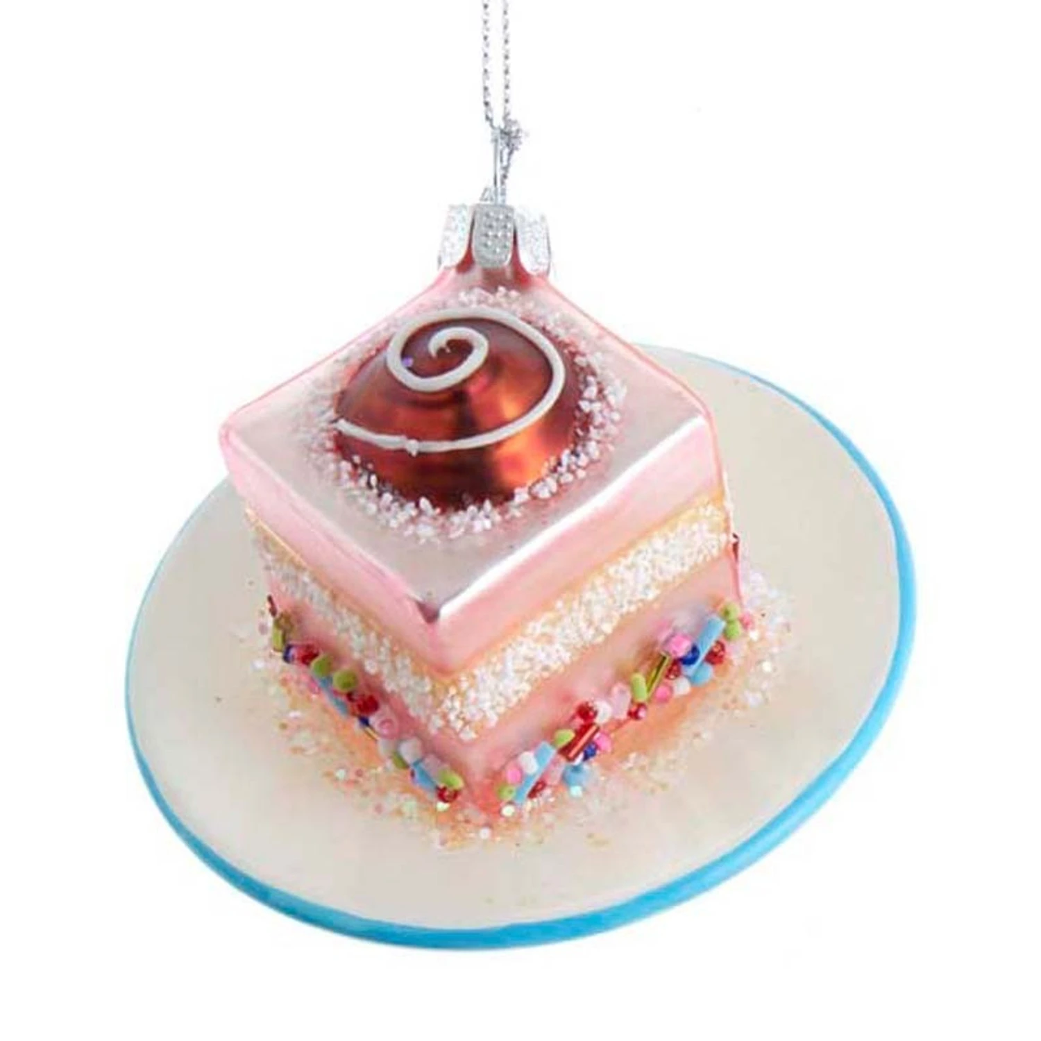 3.25" Pink Miniature Cake Glass Christmas Ornament C6374 Kurt Adler 3.25" Pink Miniature Cake Glass Christmas Ornament C6374 -The Jolly Christmas Shop apieejruc 92028.1646091888