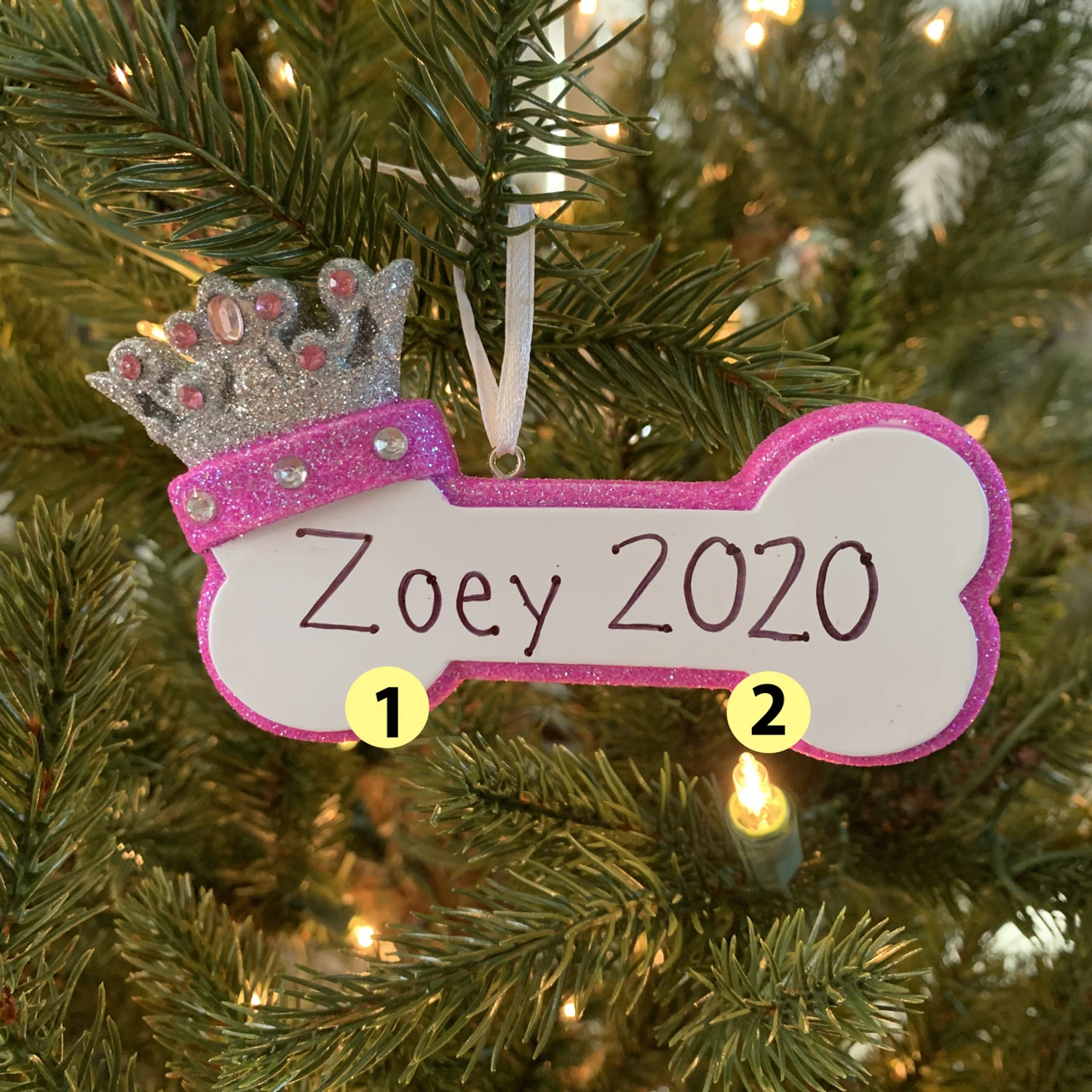 Pink Dog Bone with Princess Crown Personalized Christmas Ornament Pink Dog Bone With Princess Crown Personalized Christmas Ornament -The Jolly Christmas Shop apiem05hj 98281.1646091869