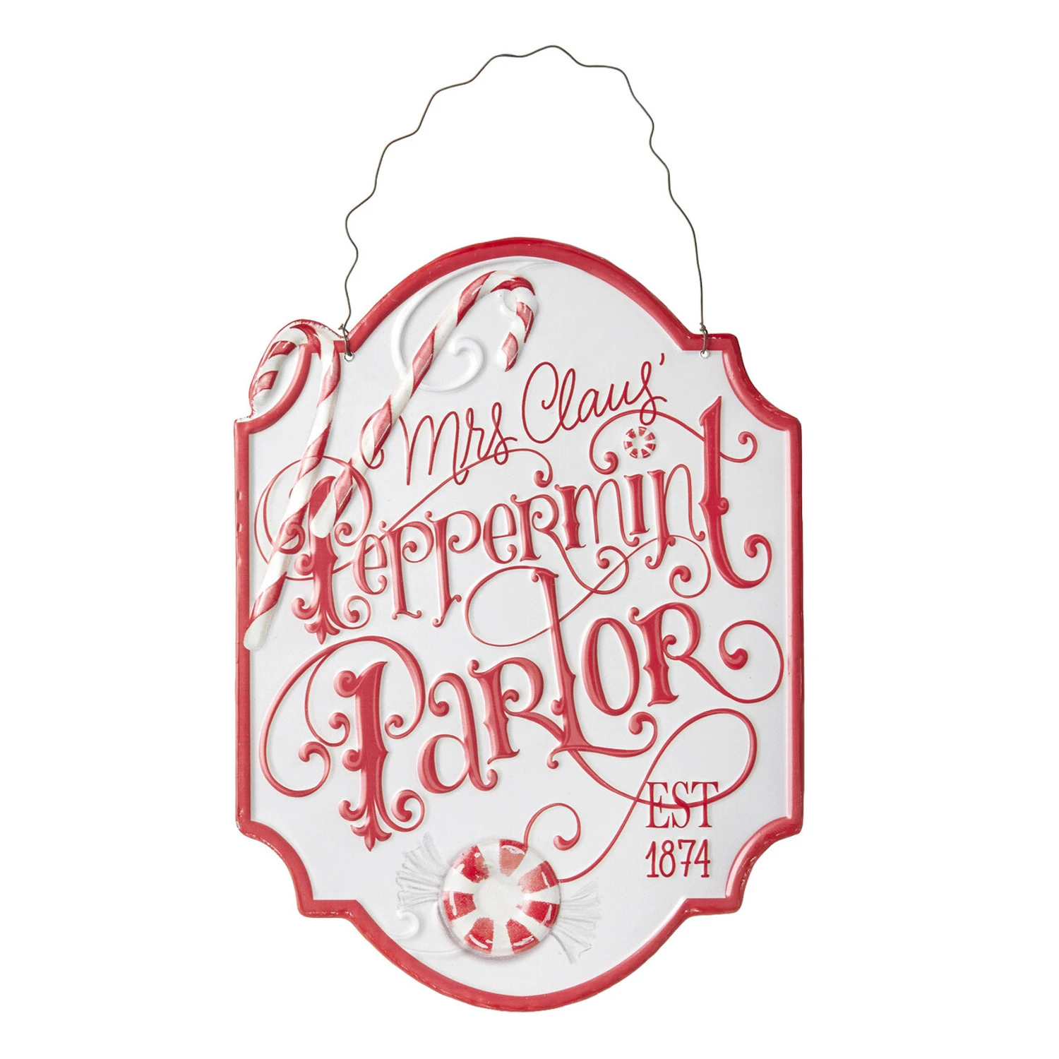 Raz 11.75" Peppermint Parlor Embossed Metal Christmas Sign 4111275 Raz 11.75" Peppermint Parlor Embossed Metal Christmas Sign 4111275 -The Jolly Christmas Shop apieu6eoq 24936.1646091891