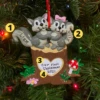 Squirrel Couple On Tree Trunk With Heart Personalized Christmas Ornament OR1890-SQ