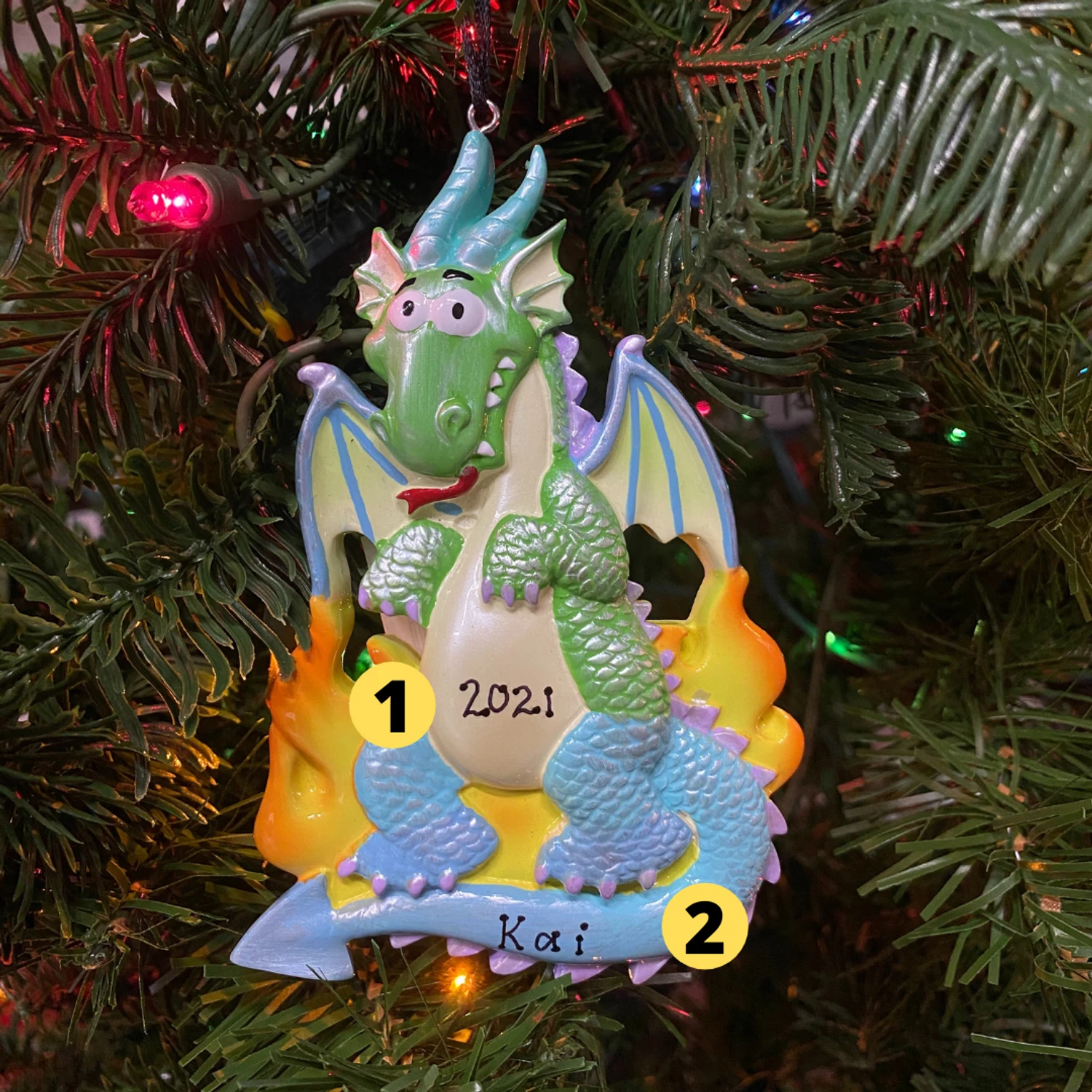 Rainbow Dragon Personalized Christmas Ornament OR962 Rainbow Dragon Personalized Christmas Ornament OR962 -The Jolly Christmas Shop