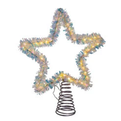 Kurt Adler 12.2" LED Lighted Warm White Silver Tinsel Star Christmas Tree Topper AD1022WW -The Jolly Christmas Shop apigo3jyv 57256.1646091916