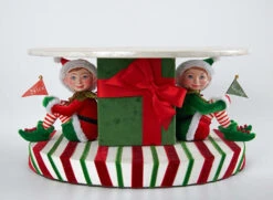 Katherine's Collection 13.25" Santa Claus Is Coming To Town Naughty And Nice Cake Stand 28-128245