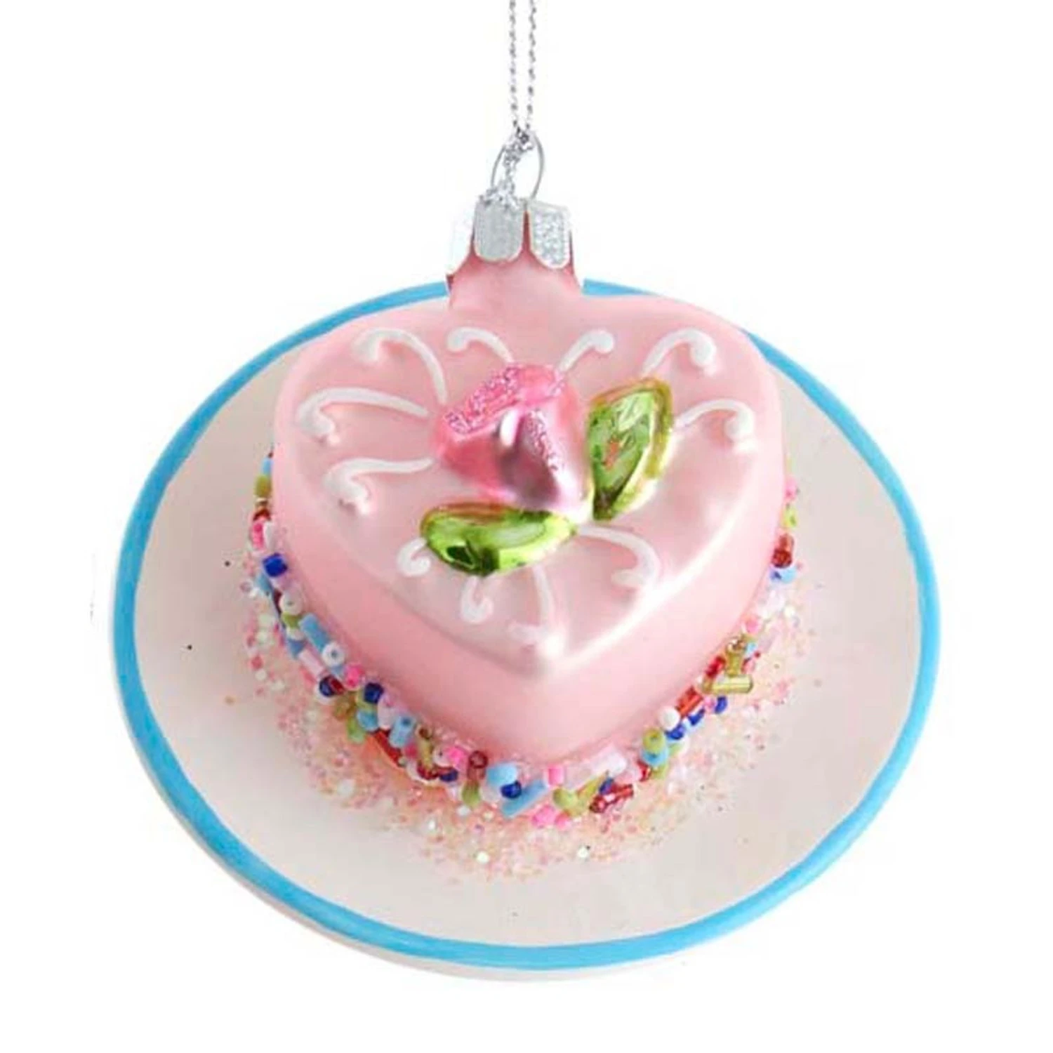 3.25" Pink Miniature Cake Glass Christmas Ornament C6374 Kurt Adler 3.25" Pink Miniature Cake Glass Christmas Ornament C6374 -The Jolly Christmas Shop apihajehr 58372.1646091887