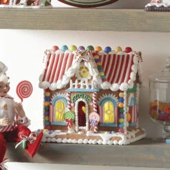 Raz 11" LED Lighted Rainbow Candy Christmas Gingerbread House 4019083