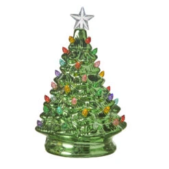 Raz 8" Battery Operated Lighted White Or Metallic Green Ceramic Christmas Tree -The Jolly Christmas Shop apihgr0sz 57754.1646091875