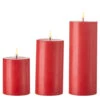 Uyuni 3" X 5" Or 7" Or 9" Flat Top Moving Flame Red Unscented Pillar Battery Candle