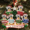 Ugly Sweater Penguin Family Of 6 Personalized Christmas Ornament