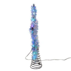 Kurt Adler 12.2" LED Lighted Silver Tinsel Star Christmas Tree Topper AD1022RGB -The Jolly Christmas Shop apiltobtu 74380.1646091917