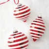 Raz 4" Red And White Striped Glass Christmas Ornaments 4120871