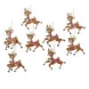 Kurt Adler 4" Wooden Santa's Reindeer Christmas Ornament Set Of 8 C6875