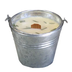 Bedrock Tree Farm Natural Fir Needle Wood Wick Soy Candle In Galvanized Pail P12G