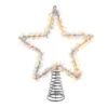 Kurt Adler 12.2" LED Lighted Warm White Silver Tinsel Star Christmas Tree Topper AD1022WW