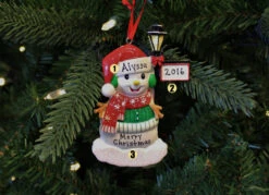 Snowman Standing By A Light Post Personalized Christmas Ornament