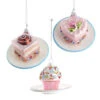 Kurt Adler 3.25" Pink Miniature Cake Glass Christmas Ornament C6374