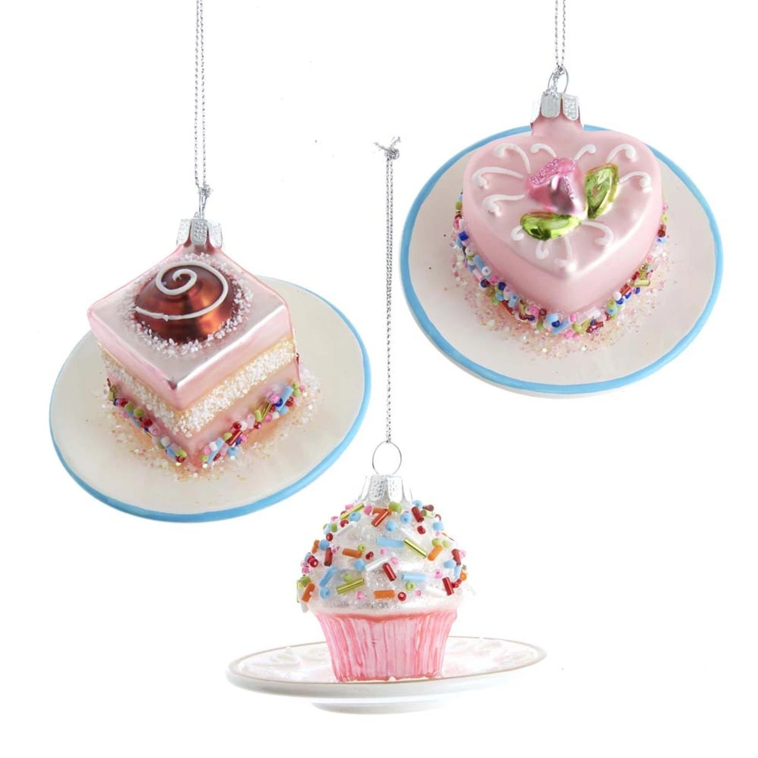 3.25" Pink Miniature Cake Glass Christmas Ornament C6374 Kurt Adler 3.25" Pink Miniature Cake Glass Christmas Ornament C6374 -The Jolly Christmas Shop apirpoz00 67666.1646091886