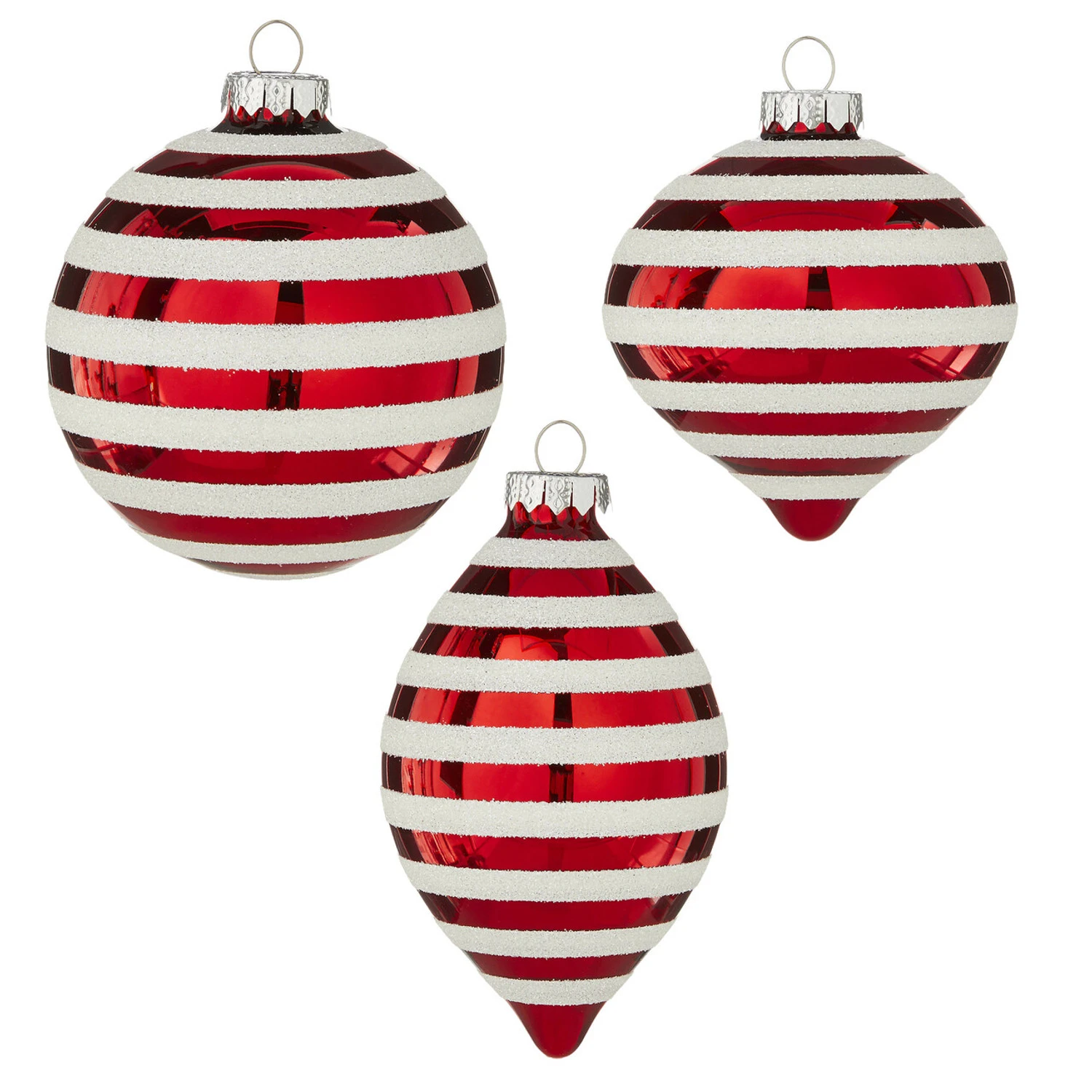 Raz 4" Red and White Striped Glass Christmas Ornaments 4120871 Raz 4" Red And White Striped Glass Christmas Ornaments 4120871 -The Jolly Christmas Shop apisjberl 76377.1646091986