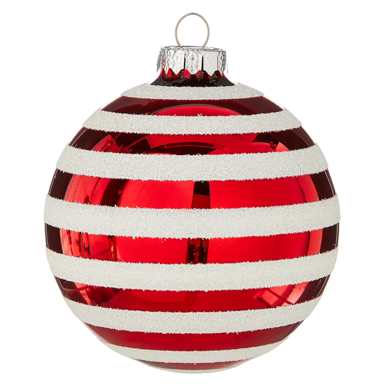Raz 4" Red and White Striped Glass Christmas Ornaments 4120871 Raz 4" Red And White Striped Glass Christmas Ornaments 4120871 -The Jolly Christmas Shop