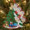 Family Of 5 Around The Christmas Tree Personalized Ornament OR1789-5