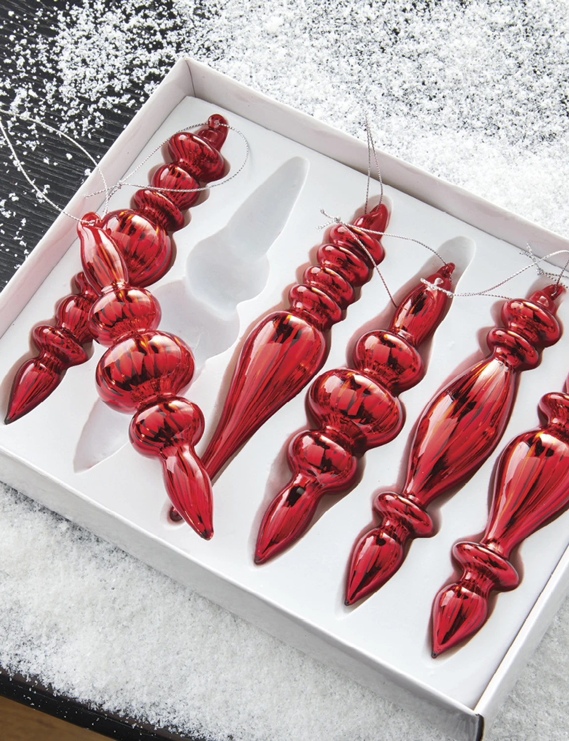 Raz 6.5" Box of Red Finial Glass Christmas Ornaments 4122819 Raz 6.5" Box Of Red Finial Glass Christmas Ornaments 4122819 -The Jolly Christmas Shop apiuwbhdf 03757.1646091861