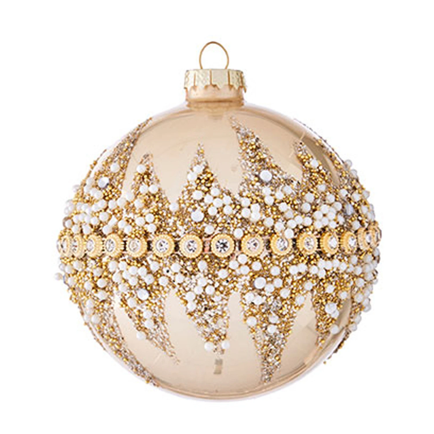 Raz 6" Gold Beaded Glass Christmas Ornament 4022874 Raz 6" Gold Beaded Glass Christmas Ornament 4022874 -The Jolly Christmas Shop