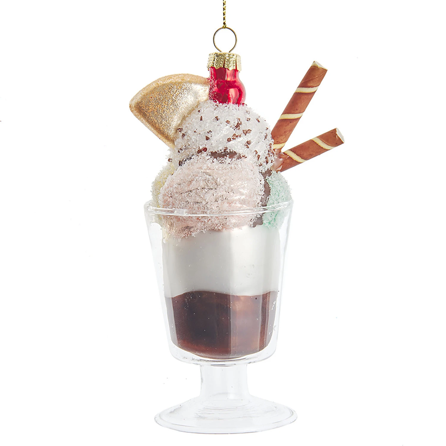 5.25" Ice Cream Sundae Glass Christmas Ornament T3108 Kurt Adler 5.25" Ice Cream Sundae Glass Christmas Ornament T3108 -The Jolly Christmas Shop