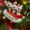 3.75" Family Of 3 Penguins On Sled Personalized Christmas Ornament OR1915-3