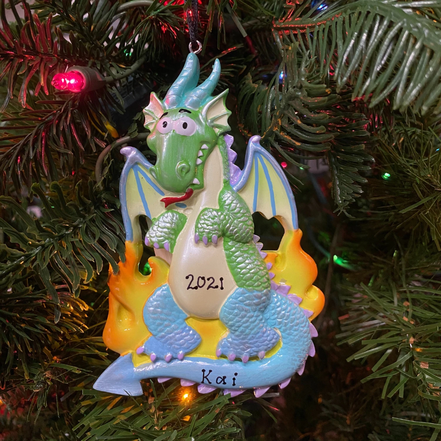 Rainbow Dragon Personalized Christmas Ornament OR962 Rainbow Dragon Personalized Christmas Ornament OR962 -The Jolly Christmas Shop