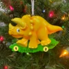 Orange Triceratops Dinosaur Personalized Christmas Ornament OR816-C