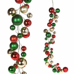 Raz 4' Red, Gold, And Green Ball Christmas Garland G3832768