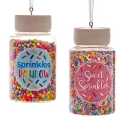 Kurt Adler 3.3" Set Of 2 Cookie Sprinkles Jar Christmas Ornament D4226