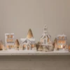 Bethany Lowe Metallic Gold, White, And Silver Glittered Christmas Buildings