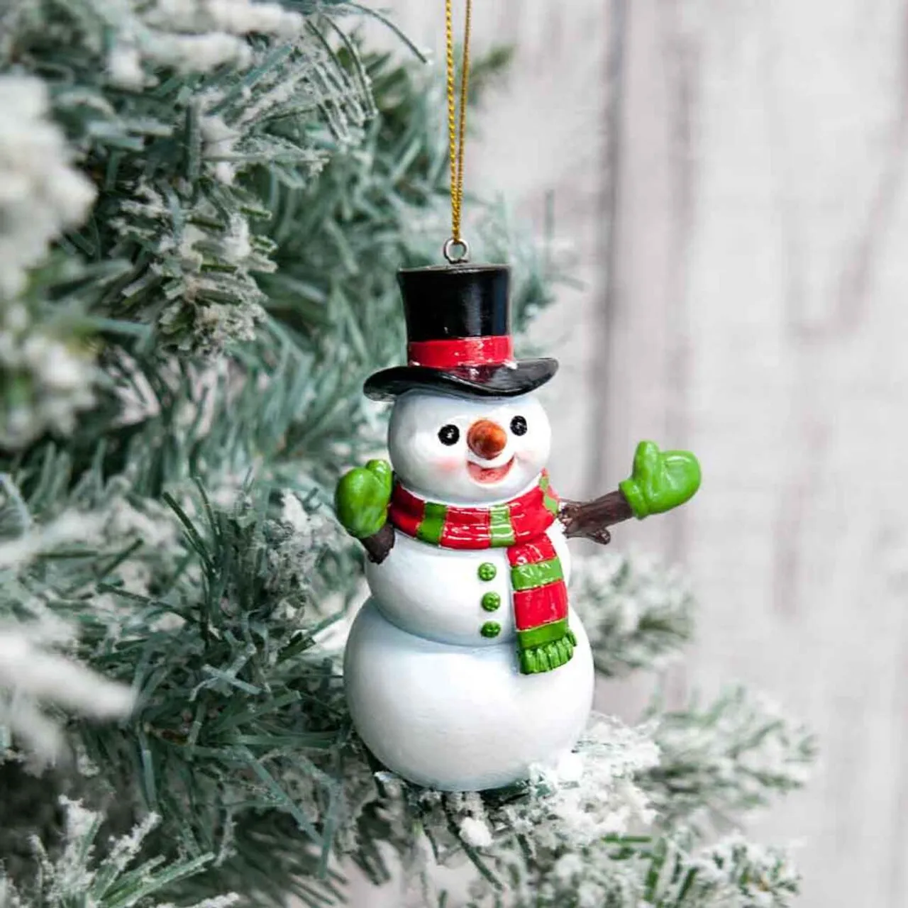 The Jolly Christmas Shop -The Jolly Christmas Shop AGAC2301 WINTER WONDERLAND FESTIVE SNOWMAN ORNAMENT 9.5cm 02812